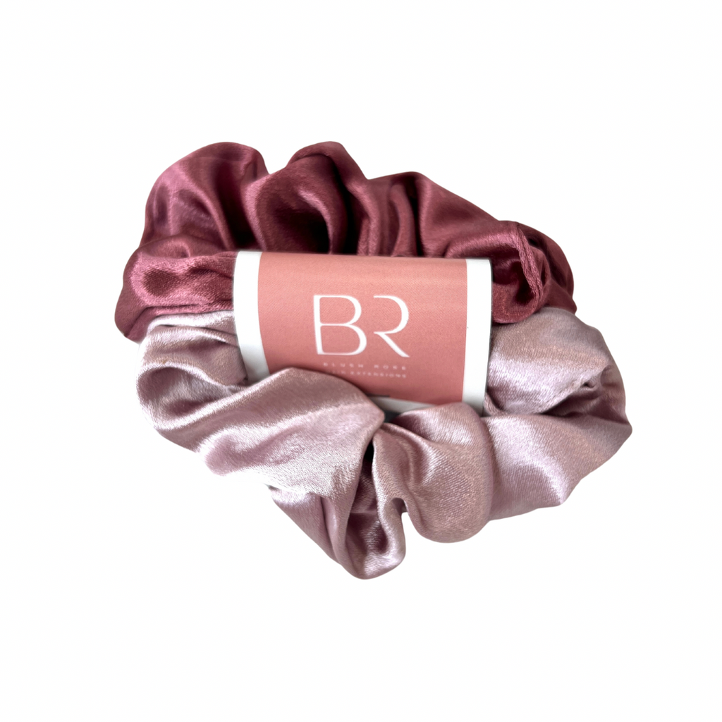 Blush Rose 100% Silk Scrunchies (2 Pack)